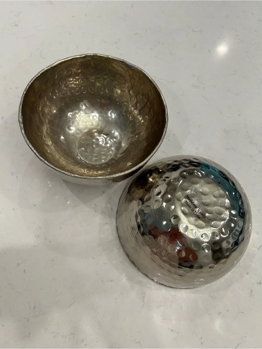 Hammered Metal Serving Bowls - Silver Tone